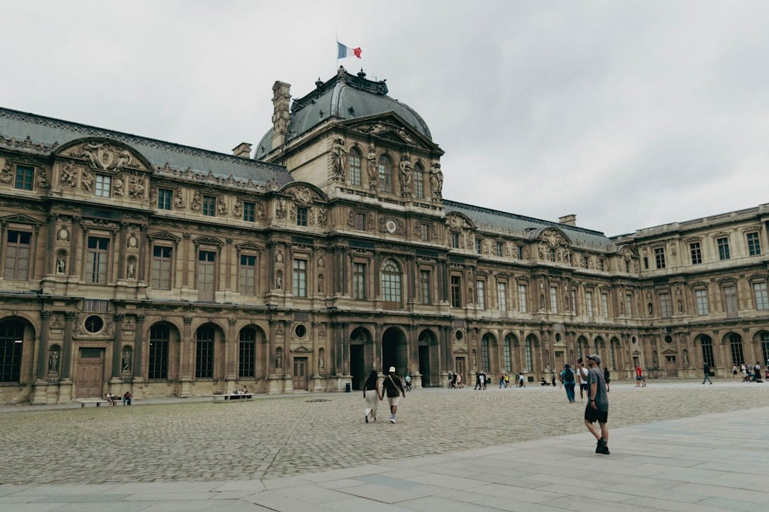 Reporter scouting a museum location with camera